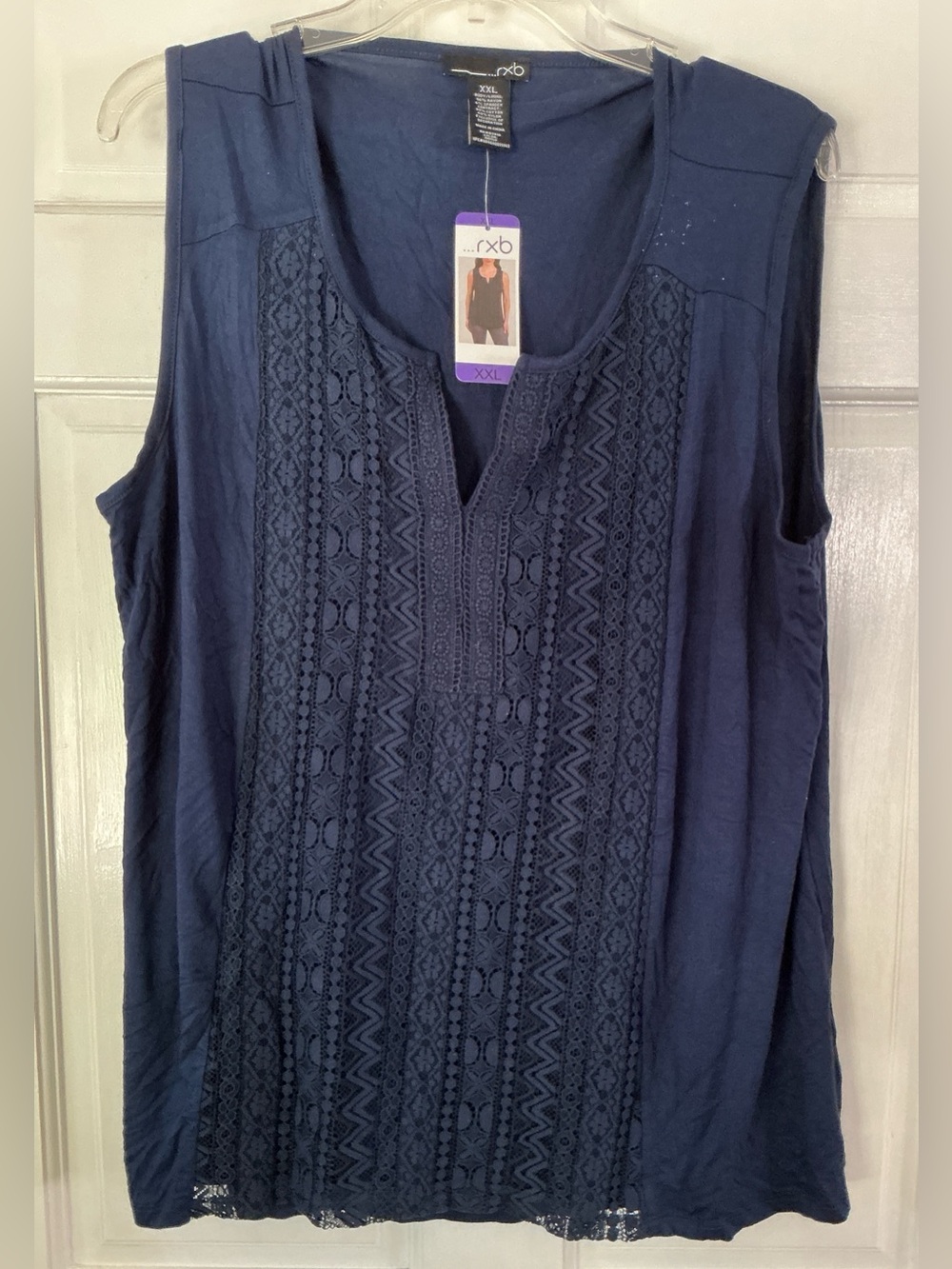 NEW RXB SLEEVELESS LACE FRONT TANK TOP - XXL